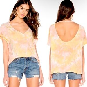 Free People All Mine Tie Dye Tee in Berry Combo Oversized Dolman Cutout Top S